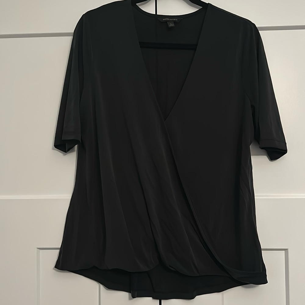 Charcoal black draped wrap top